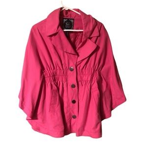 New York Yoki Collection Fuchsia Pink Women's Short Sleeve Poncho Cape Jacket M